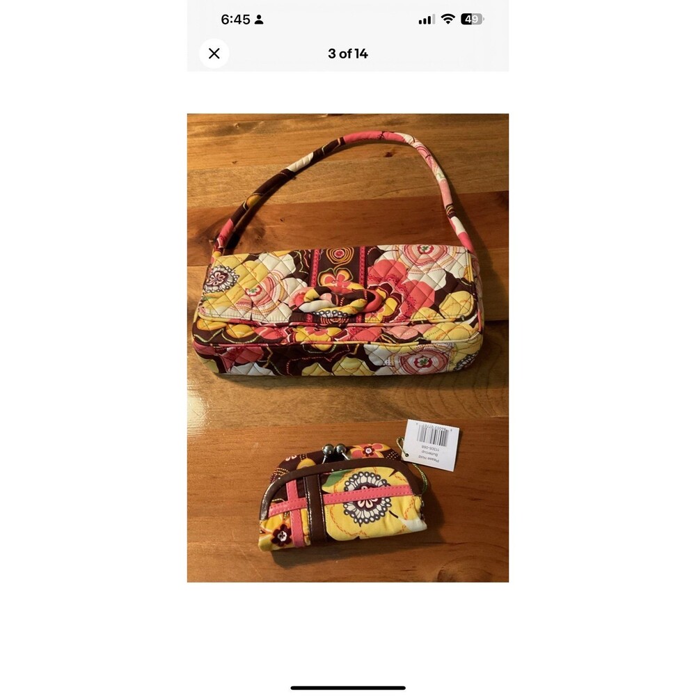 Vera Bradley Buttercup “Knot Just A Clutch” Magnetic Handbag & Change Purse NEW